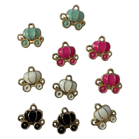 Pumpkin Carriage Decoration Multicolor Set Of 10 Charms - Picture 1 of 2